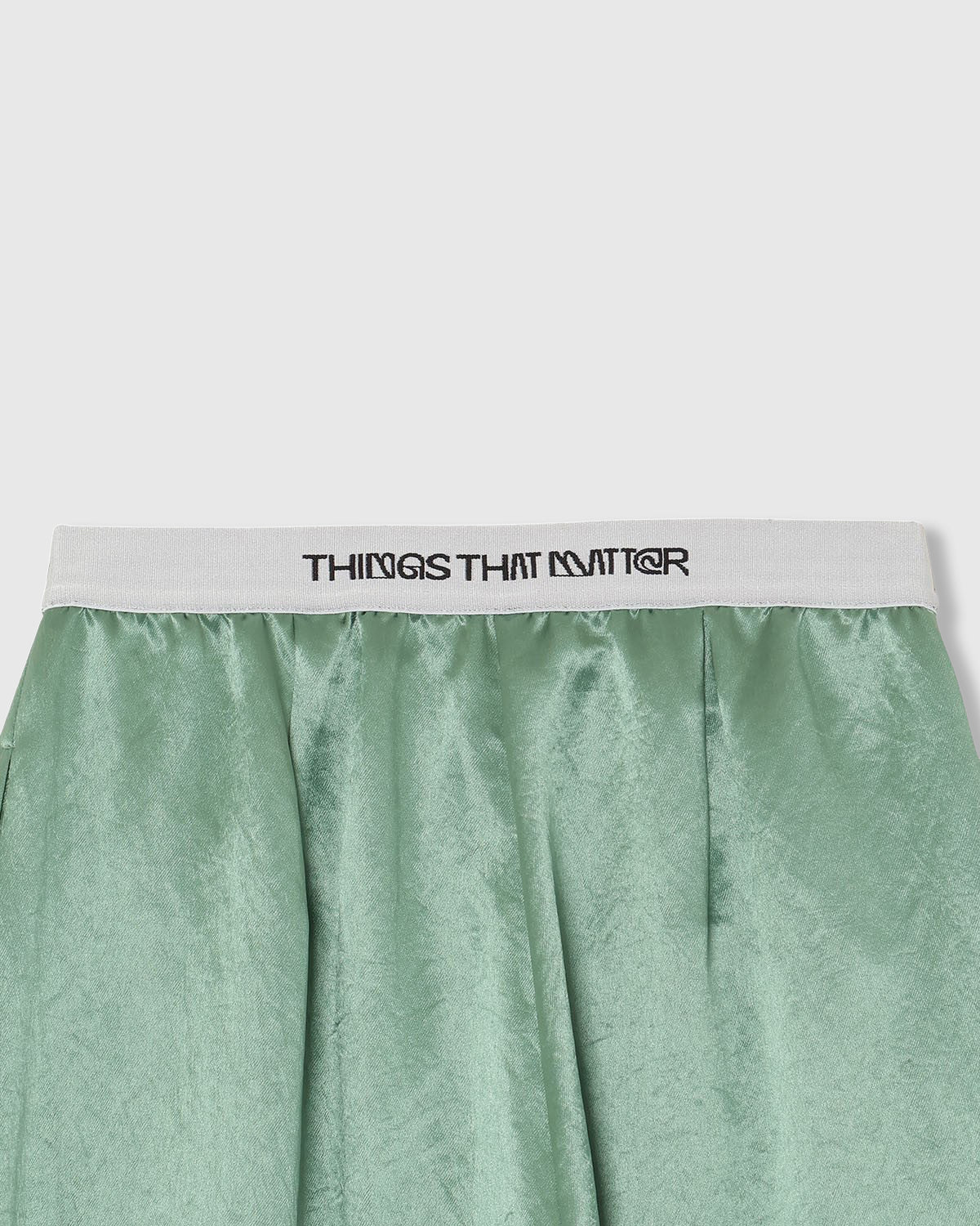 ACETATE SATIN DOUBLE TUCK WIDE PANTS