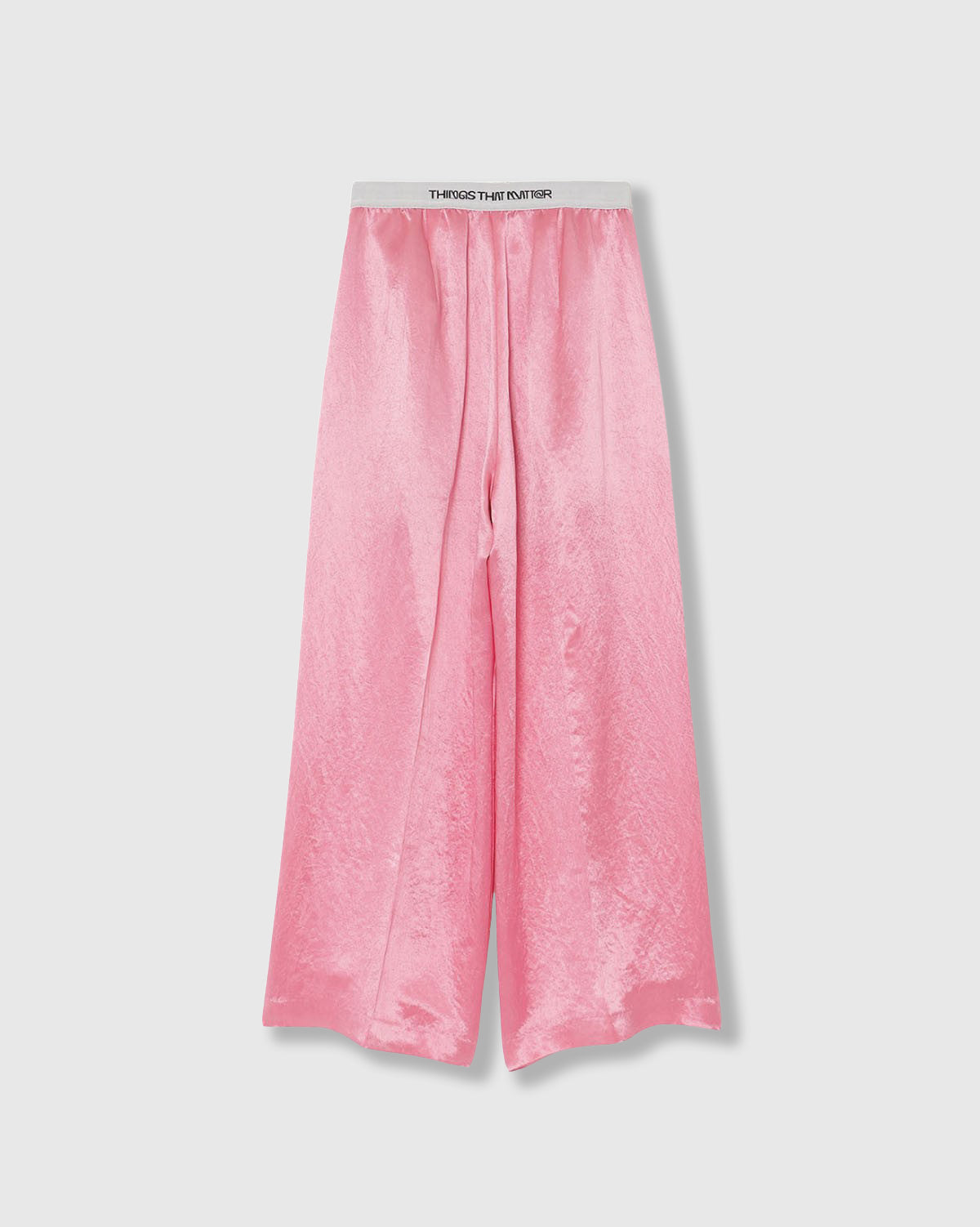 ACETATE SATIN DOUBLE TUCK WIDE PANTS