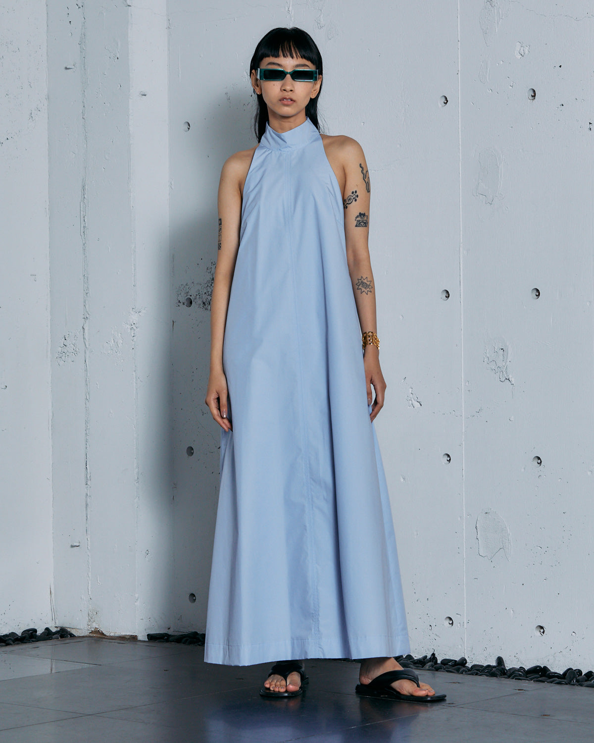 セール】TYPEWRITER HALTER NECK MAXI DRESS / タイプライター