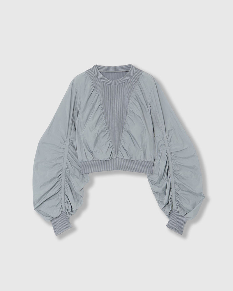 STONE NYLON GATHER PULLOVER