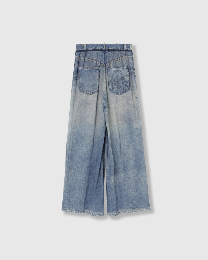DENIM PRINT SHEER PANTS