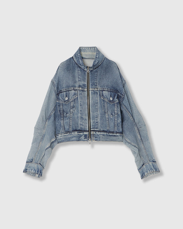 DENIM PRINT SHEER BLOUSON