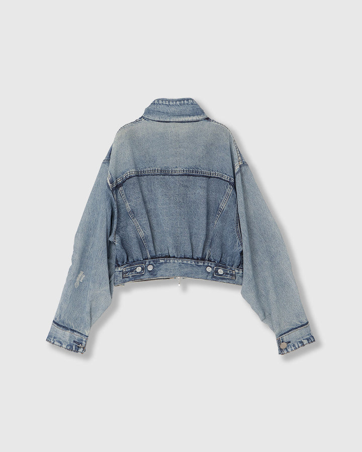 DENIM PRINT SHEER BLOUSON