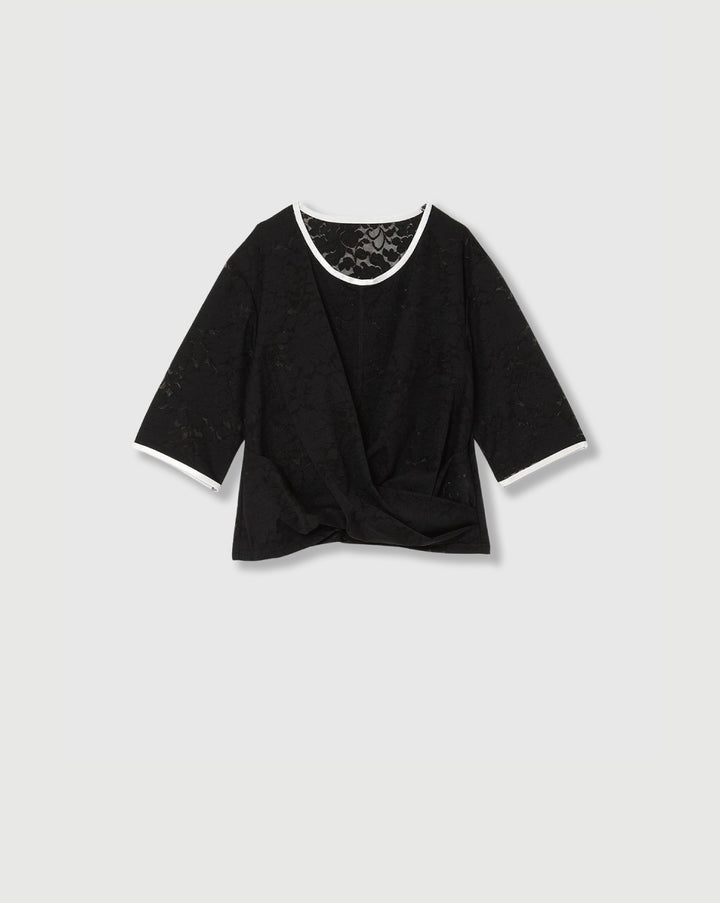 LACE CROSS CROPPED TOPS