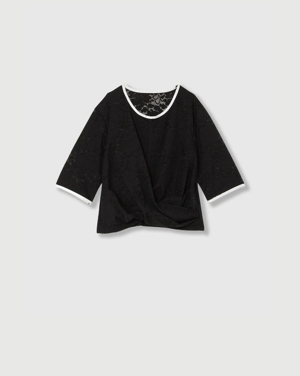 LACE CROSS CROPPED TOPS