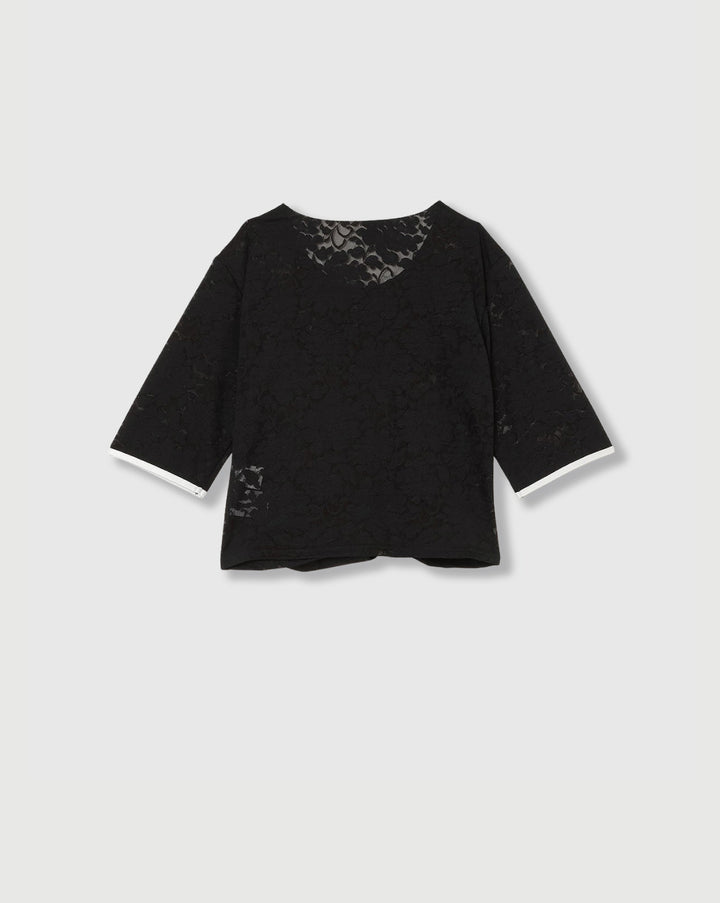 LACE CROSS CROPPED TOPS
