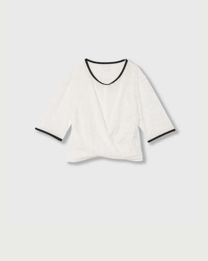 LACE CROSS CROPPED TOPS