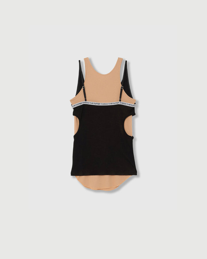 SHEER RIB CAMISOLE & RIB TANKTOPS SET