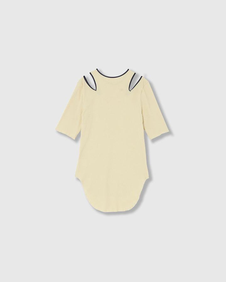 NOTCH DESIGN TERECO RIB HALF-S TOPS　