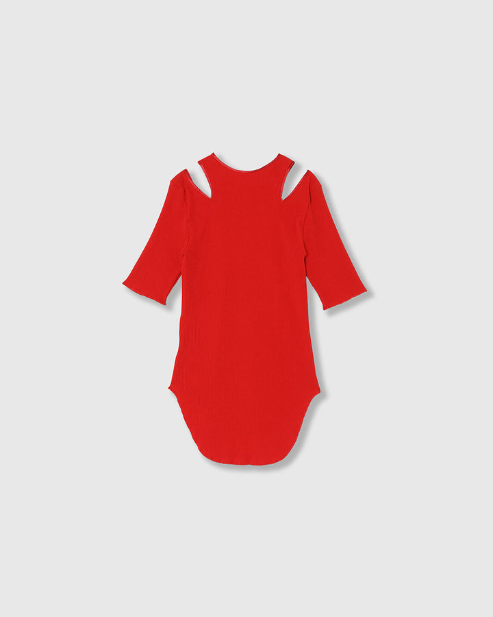 NOTCH DESIGN TERECO RIB HALF-S TOPS　