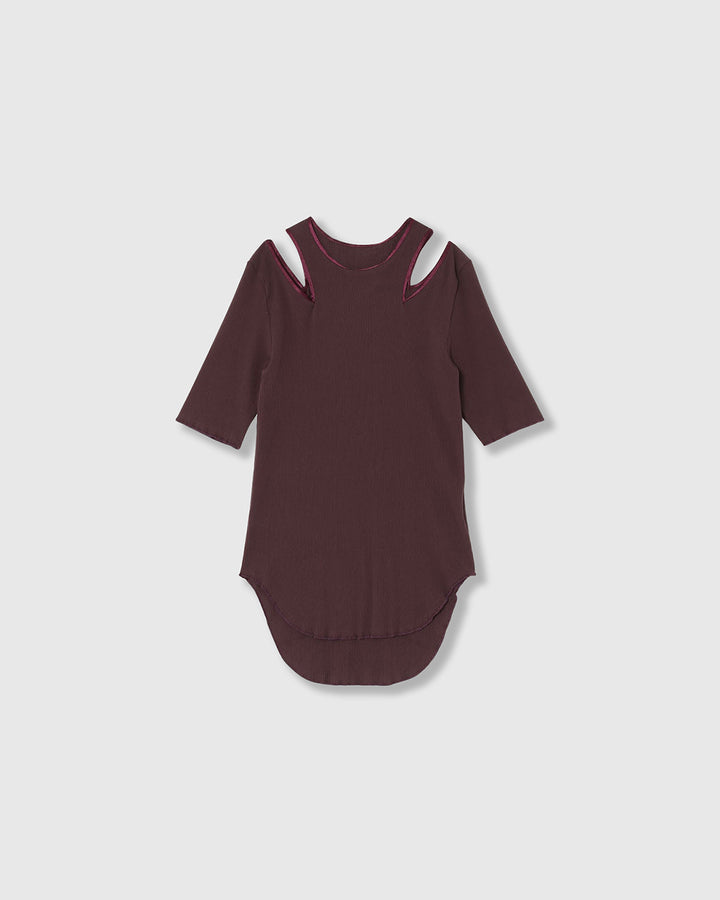 NOTCH DESIGN TERECO RIB HALF-S TOPS　