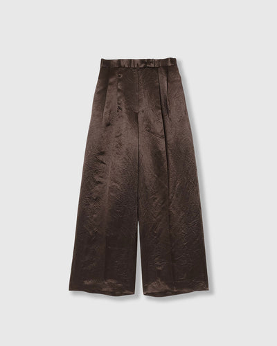 ACETATE SATIN DOUBLE TUCK WIDE PANTS