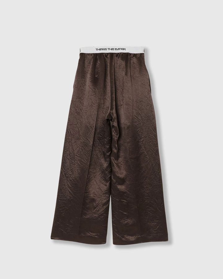 ACETATE SATIN DOUBLE TUCK WIDE PANTS