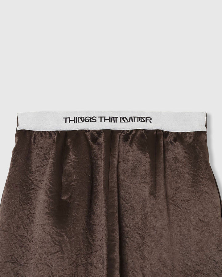 ACETATE SATIN DOUBLE TUCK WIDE PANTS