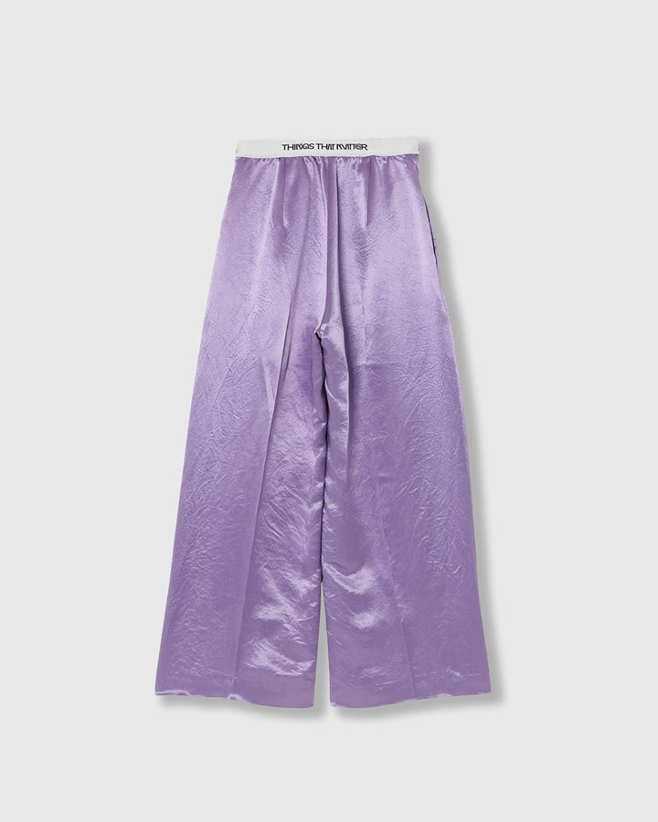 ACETATE SATIN DOUBLE TUCK WIDE PANTS