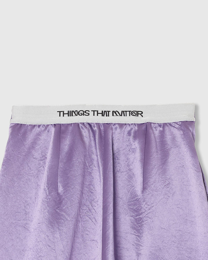 ACETATE SATIN DOUBLE TUCK WIDE PANTS