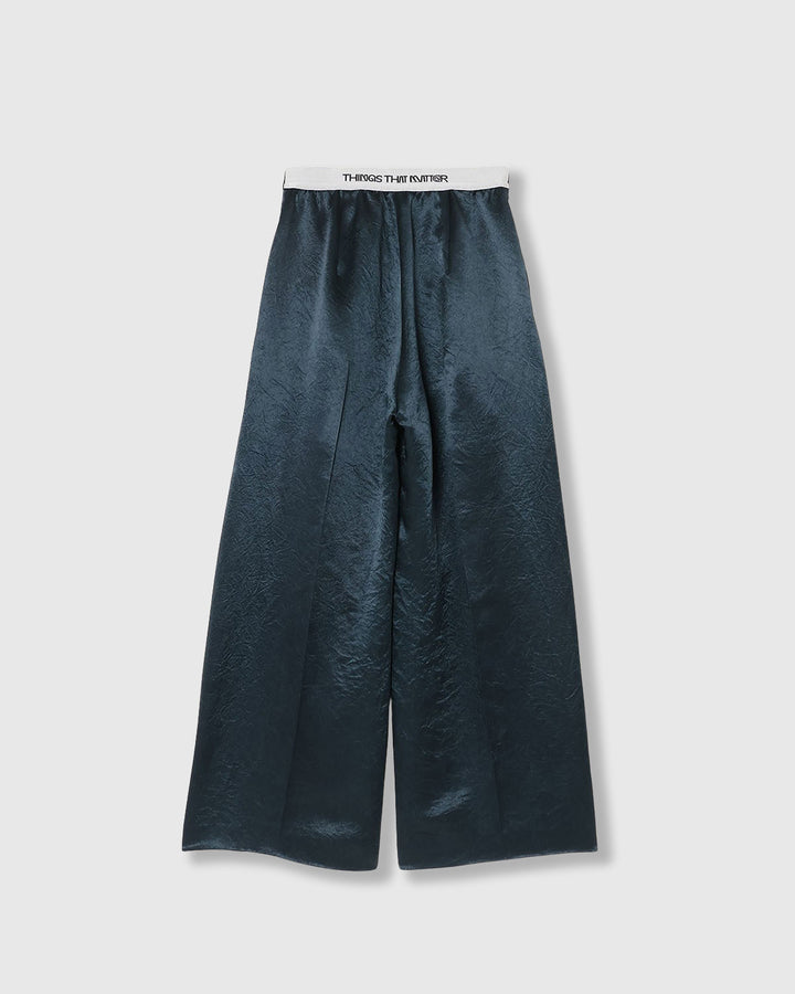 ACETATE SATIN DOUBLE TUCK WIDE PANTS