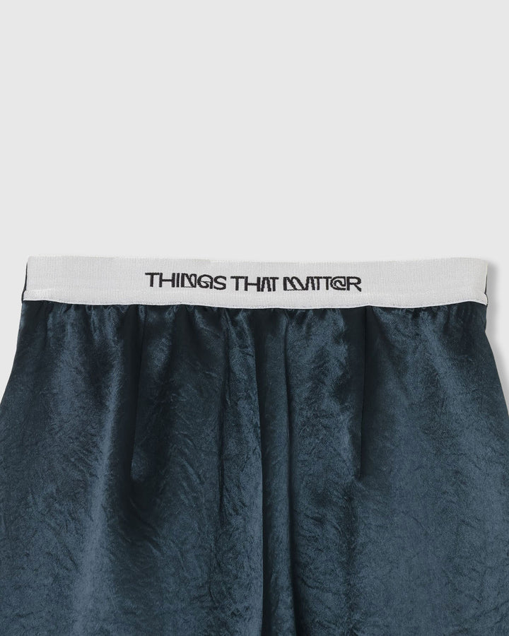 ACETATE SATIN DOUBLE TUCK WIDE PANTS