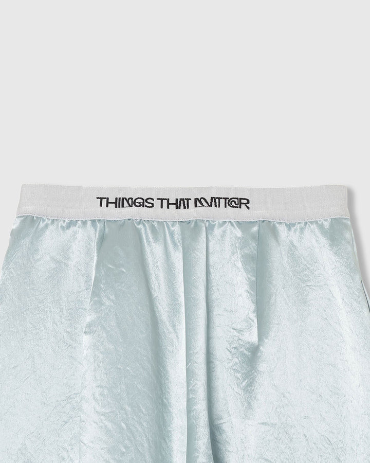 ACETATE SATIN DOUBLE TUCK WIDE PANTS