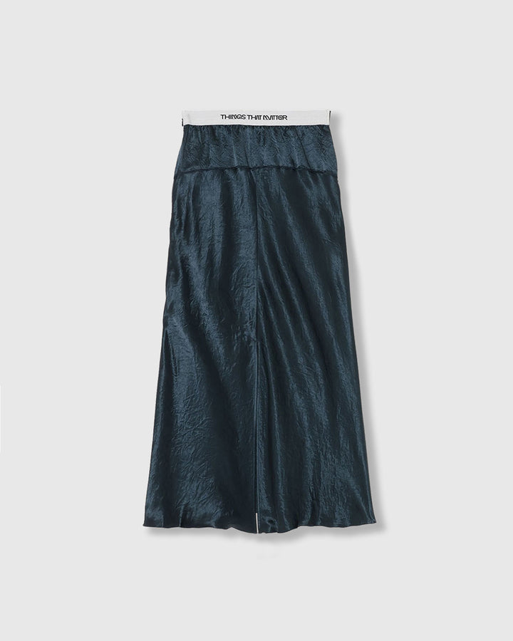 BACK SLIT  ACETATE SATIN MAXI SKIRT