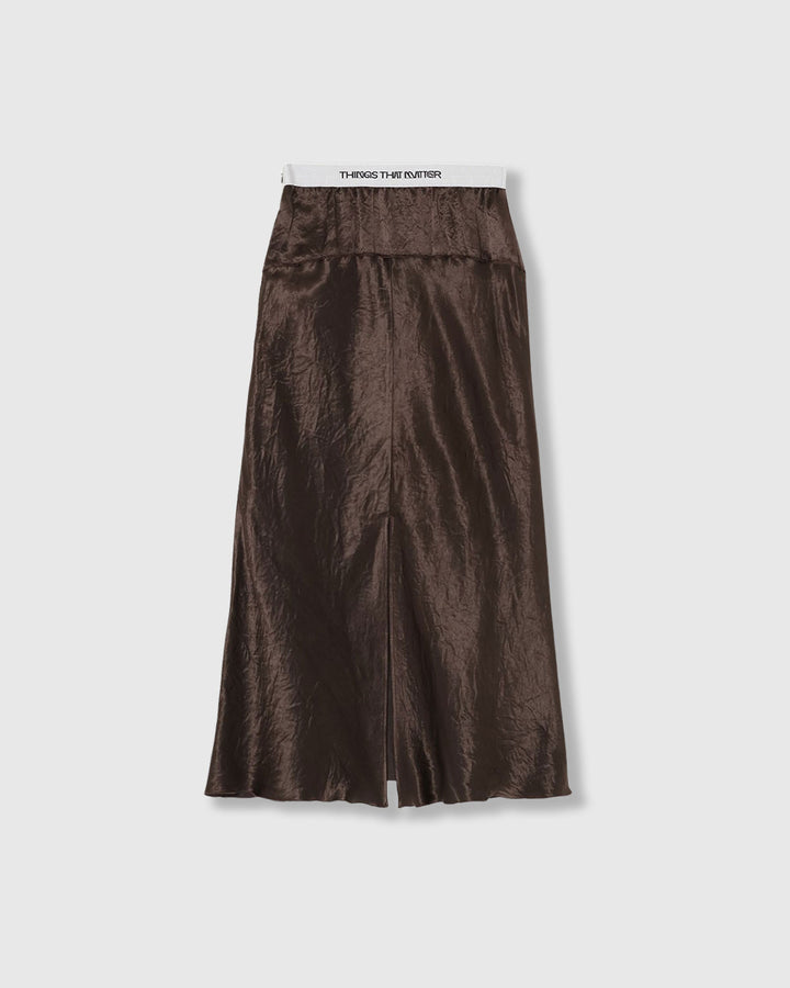 BACK SLIT  ACETATE SATIN MAXI SKIRT
