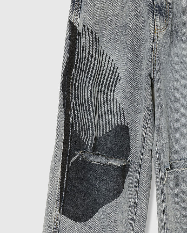 AICON × KNEE CUTTING DENIM PANTS