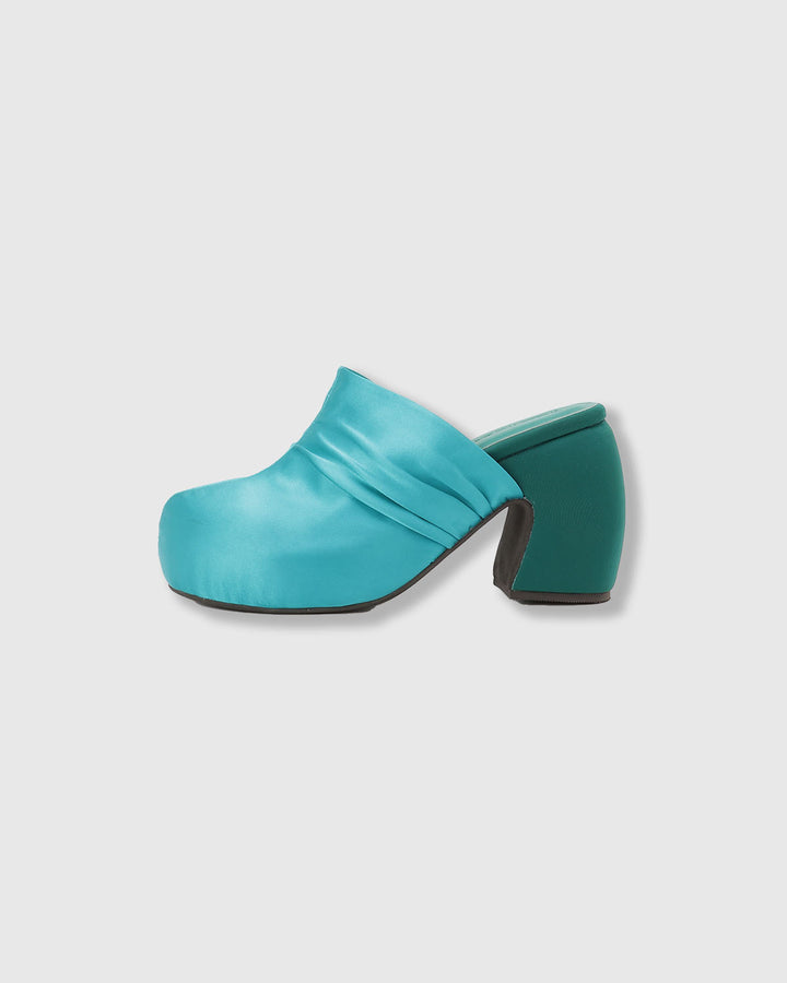SATIN PLATFORM CLOG SANDALS