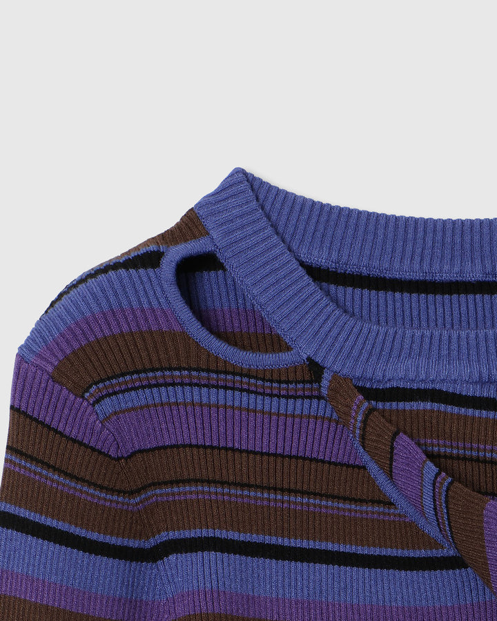 ASYMMETRY SLANT-FLAP RIB KNIT