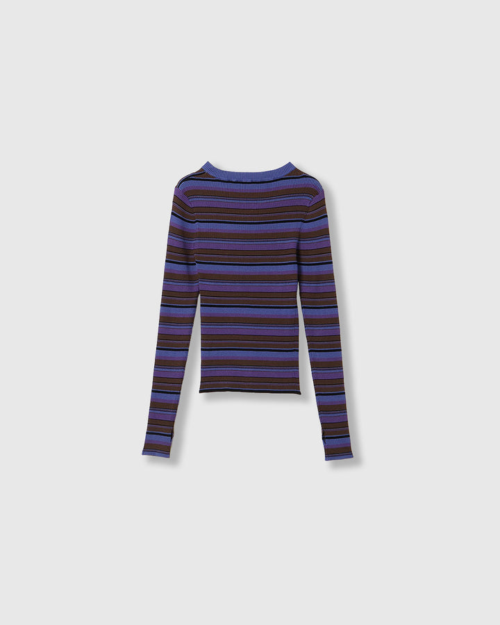 ASYMMETRY SLANT-FLAP RIB KNIT