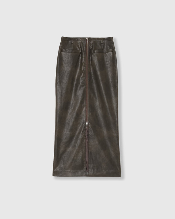 VINTAGE ARTIFITICIAL LEATHER LONG SKIRT
