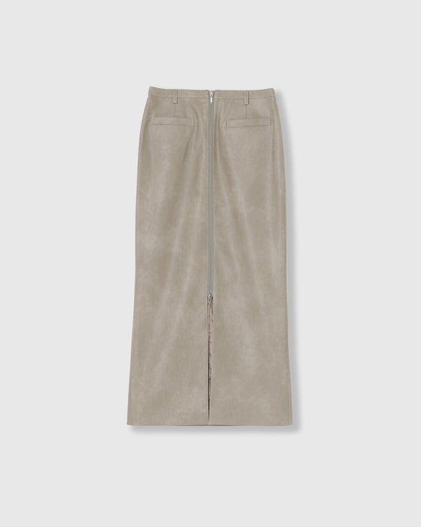 VINTAGE ARTIFITICIAL LEATHER LONG SKIRT