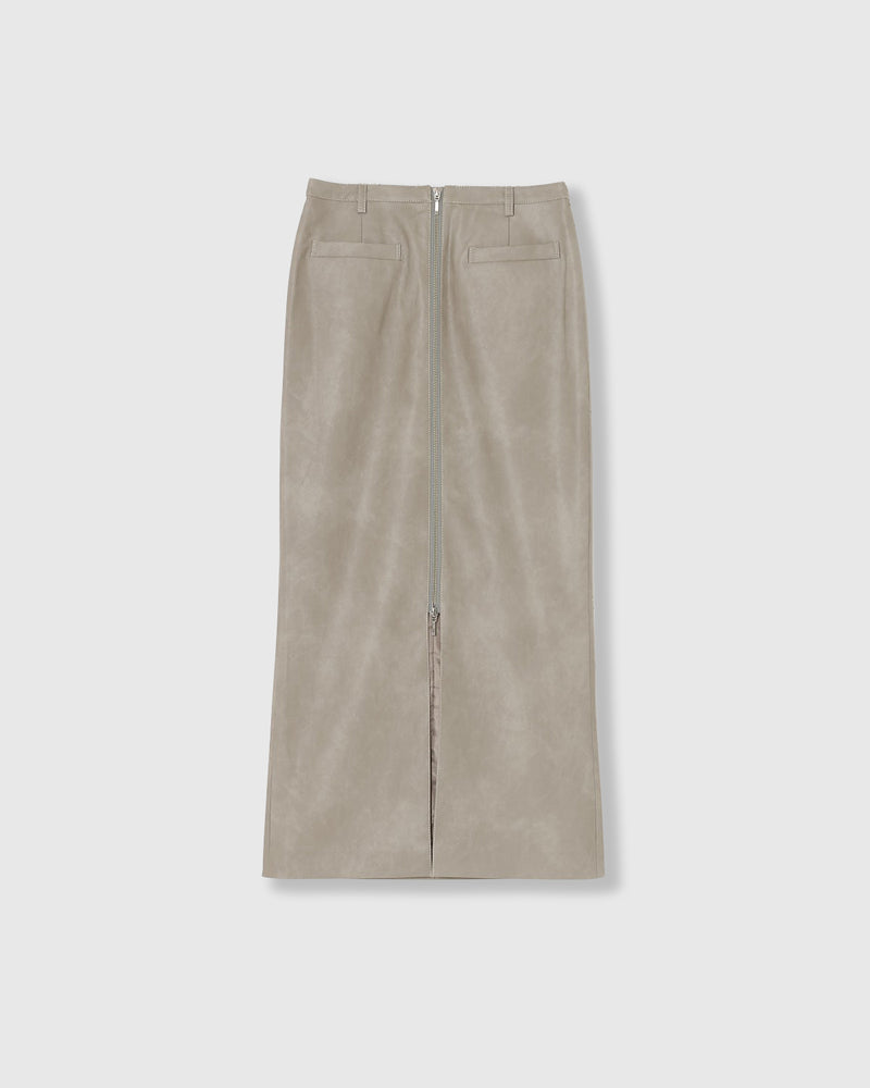 VINTAGE ARTIFITICIAL LEATHER LONG SKIRT