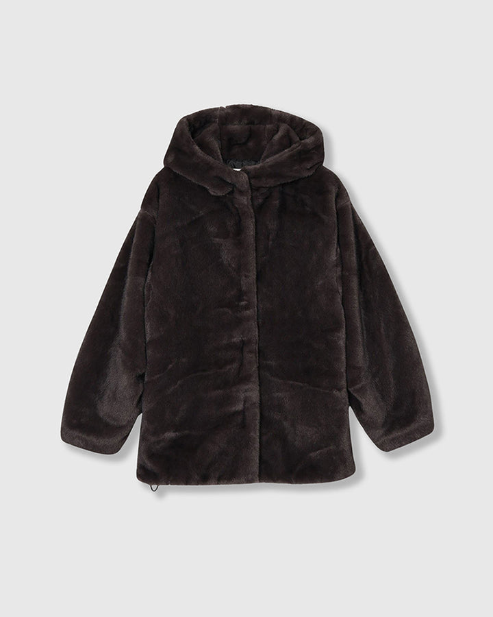 MINK IMITATION FUR HOODIE JACKET