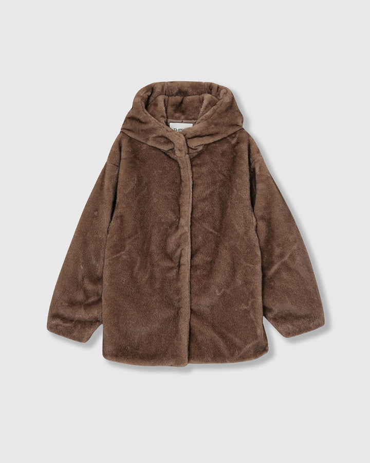MINK IMITATION FUR HOODIE JACKET