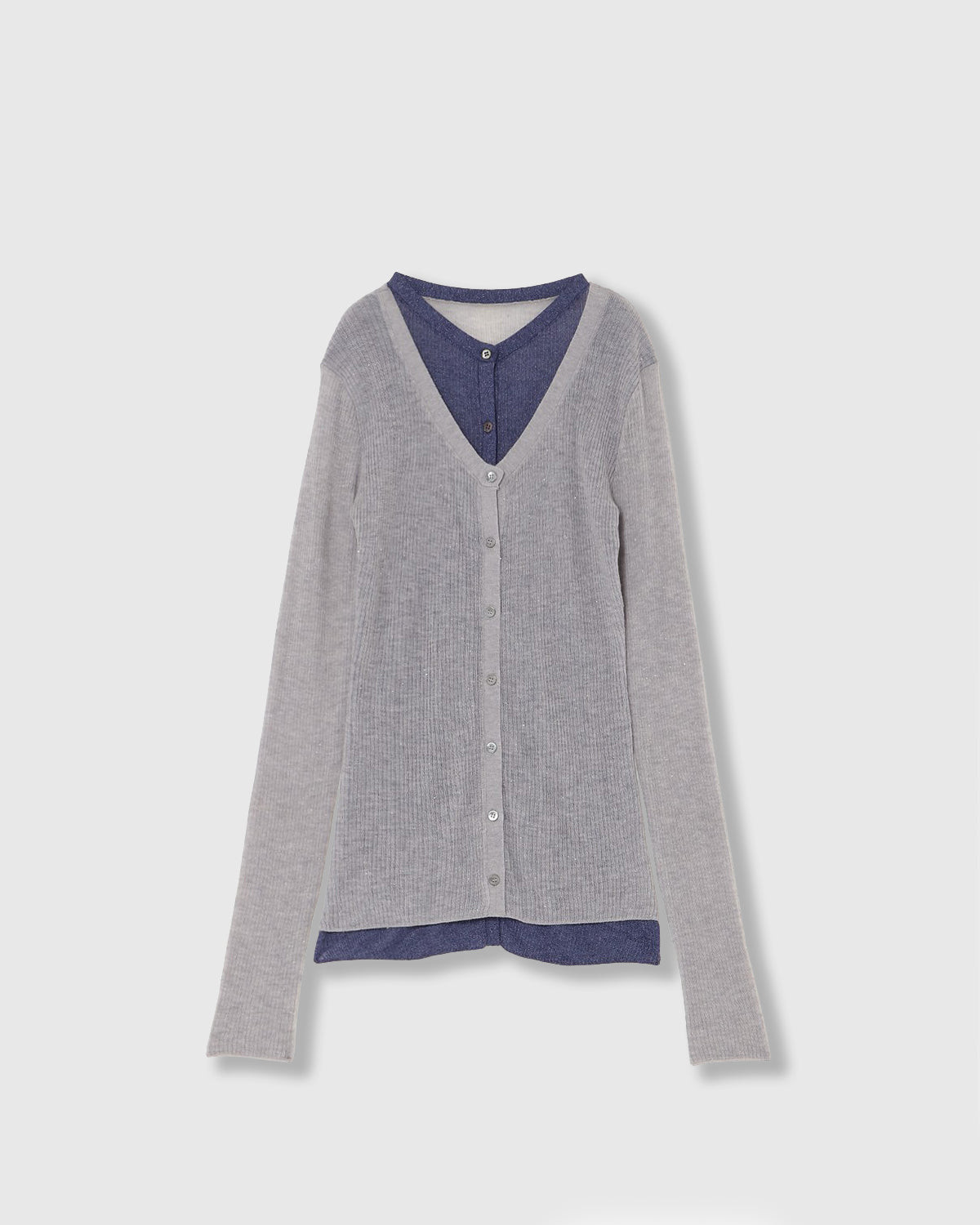 &her Sheer Cardigan Set ネイビー×ライトブルー 美品 DISNEY/2WAY SHEER CARDIGAN