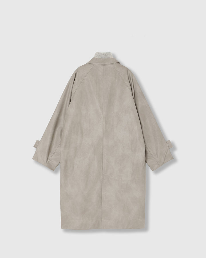 VINTAGE ARTIFICIAL LEATHER LONG COAT