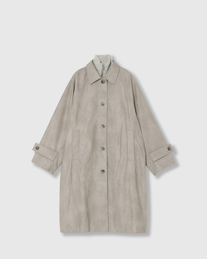 VINTAGE ARTIFICIAL LEATHER LONG COAT