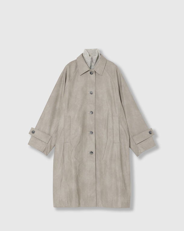 VINTAGE ARTIFICIAL LEATHER LONG COAT