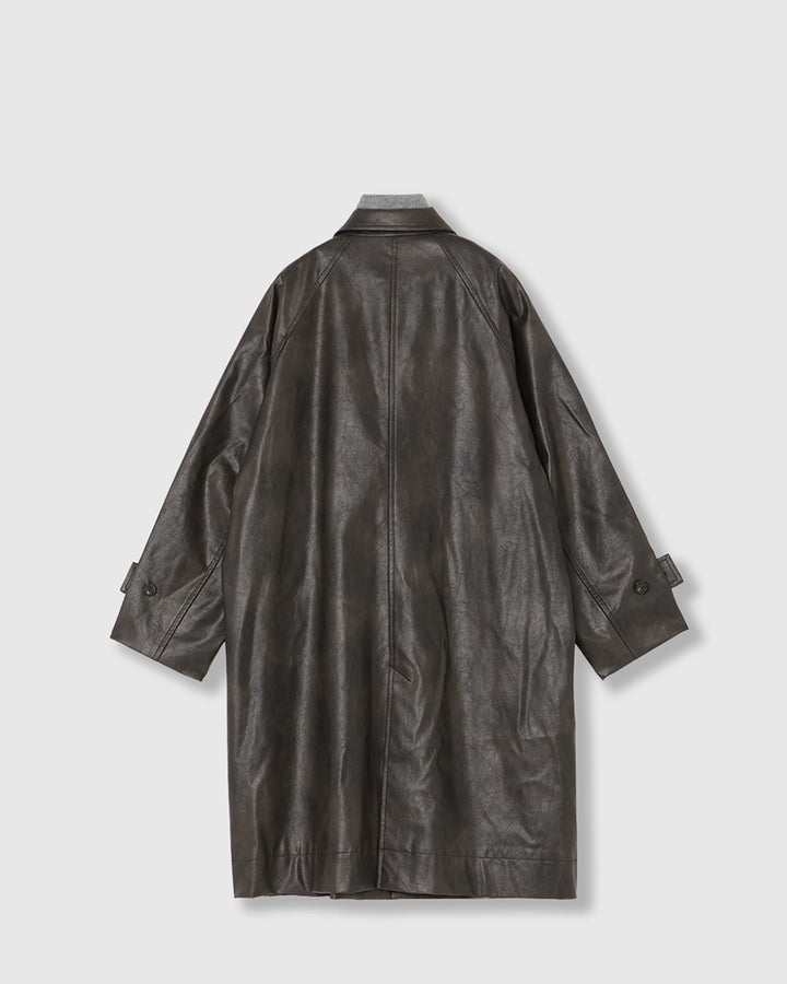 VINTAGE ARTIFICIAL LEATHER LONG COAT