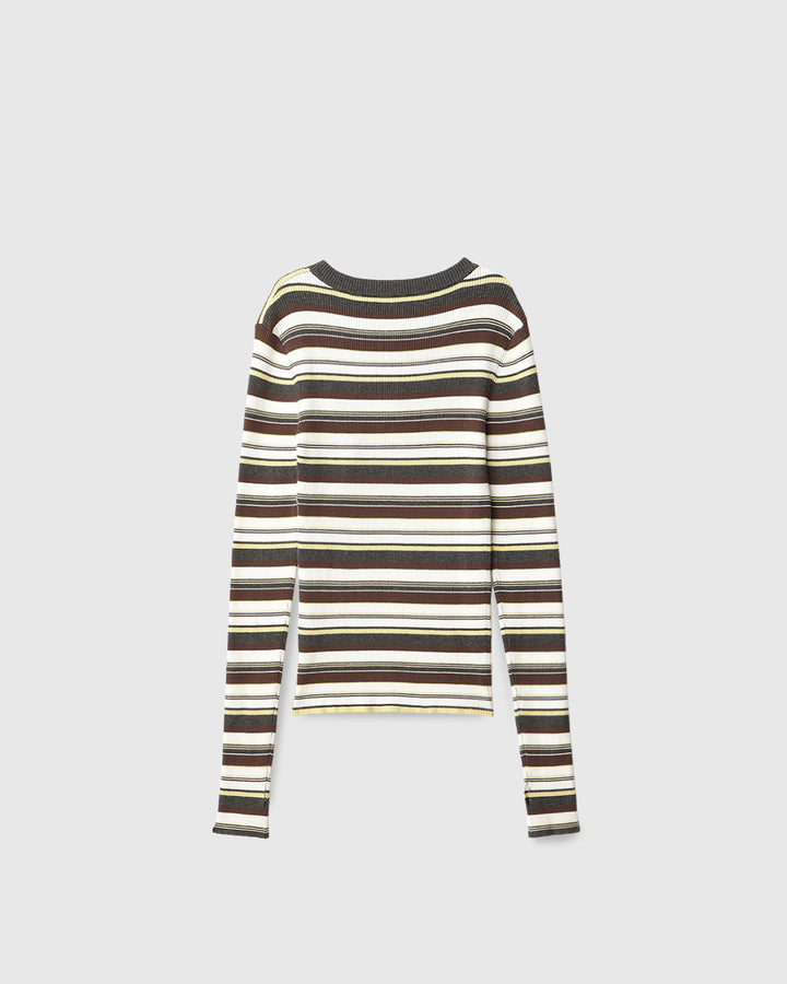 ASYMMETRY SLANT-FLAP RIB KNIT