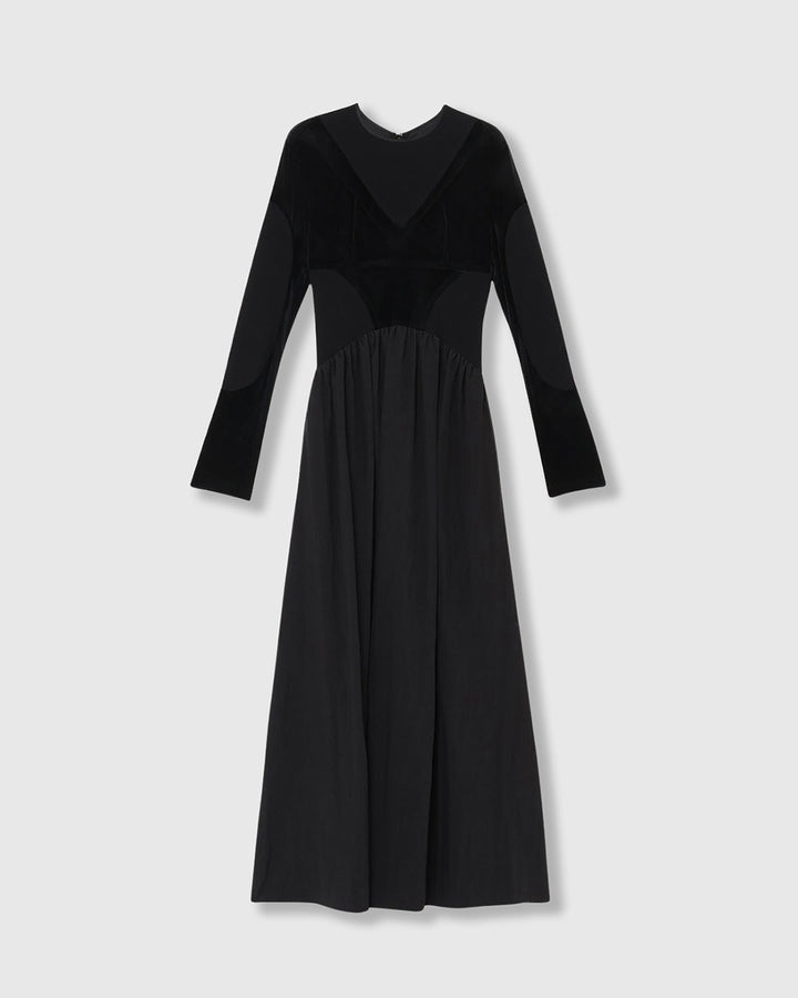 VELOR  SWITCHING GATHER DRESS