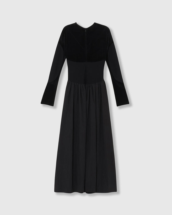 VELOR  SWITCHING GATHER DRESS