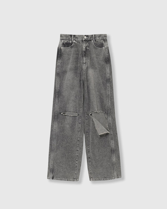 KNEE CUTTING DENIM PANTS