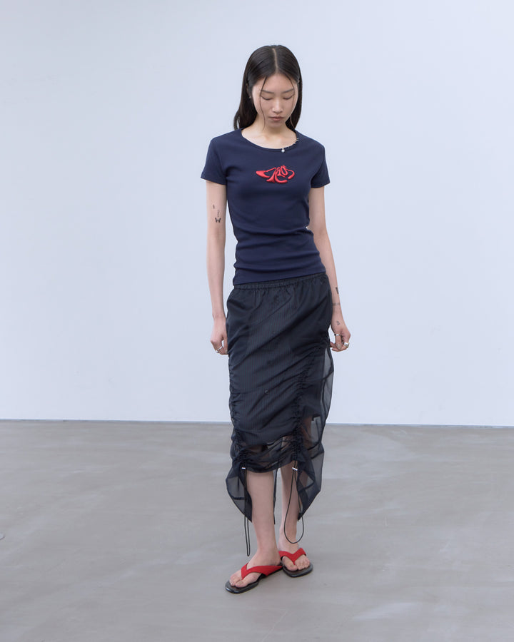 STRIPE SHEER LAYERED SKIRT
