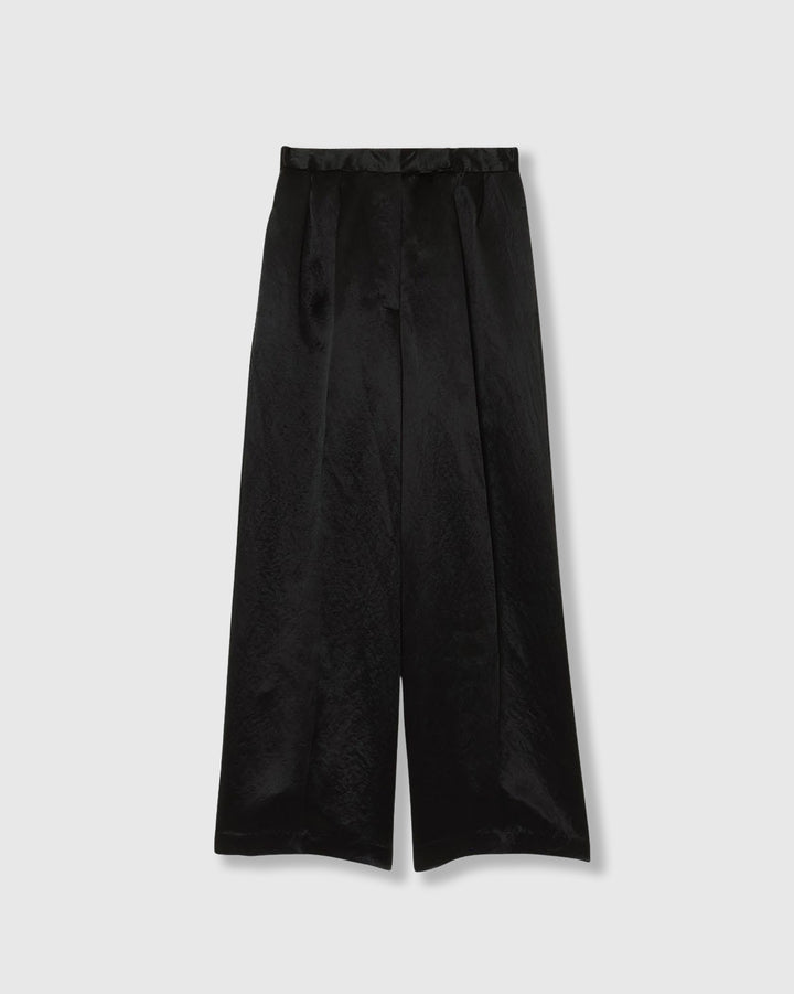 ACETATE SATIN DOUBLE TUCK WIDE PANTS