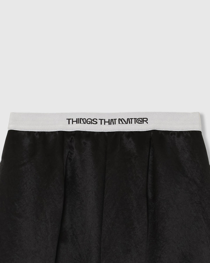 ACETATE SATIN DOUBLE TUCK WIDE PANTS