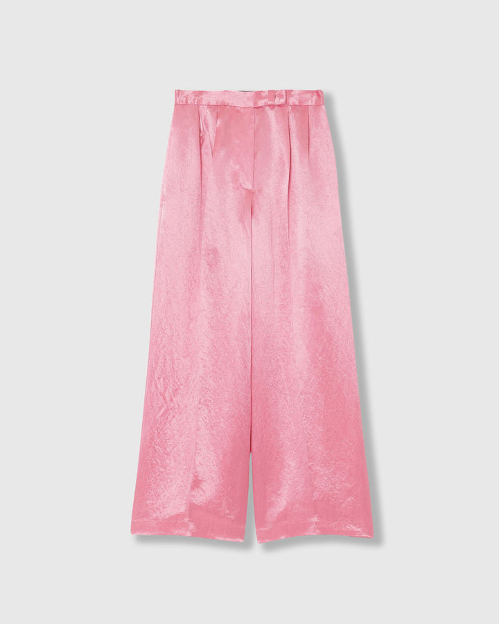 ACETATE SATIN DOUBLE TUCK WIDE PANTS