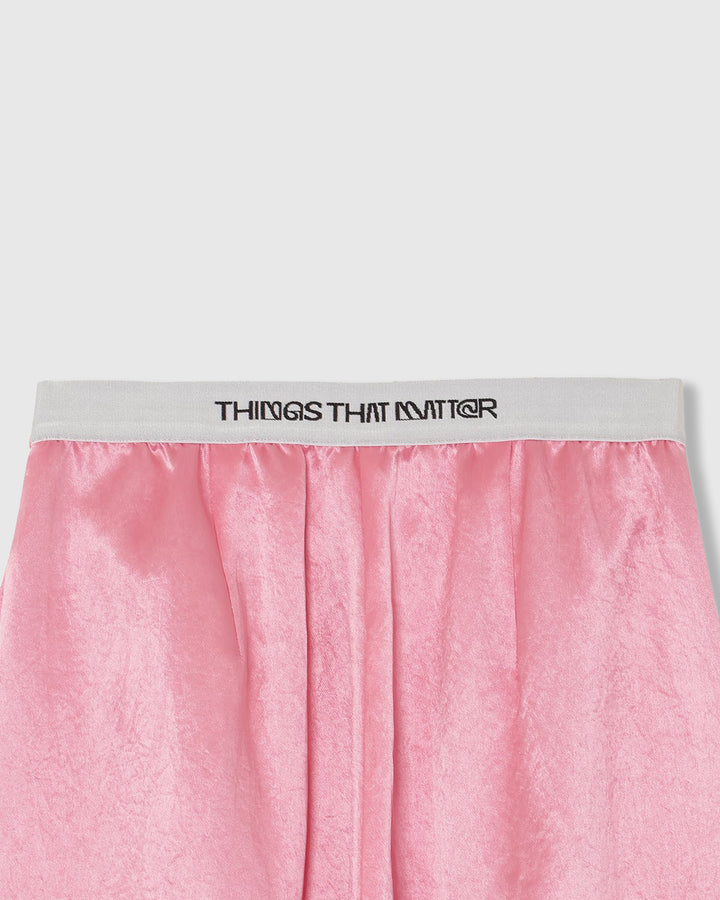 ACETATE SATIN DOUBLE TUCK WIDE PANTS