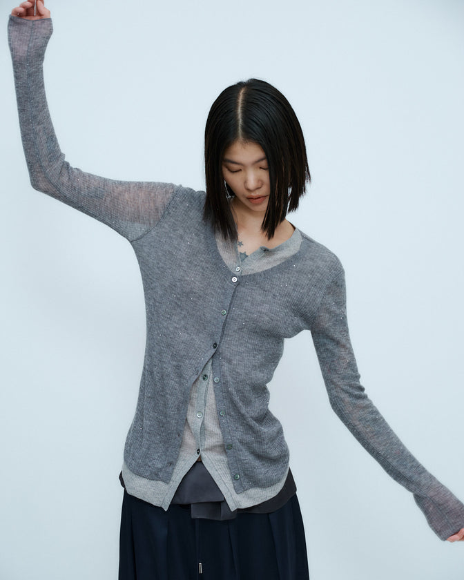 SPARKLE SHEER KNIT CARDIGAN