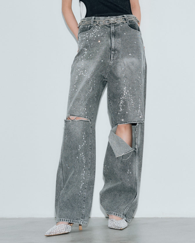 SPARKLE DENIM PANTS